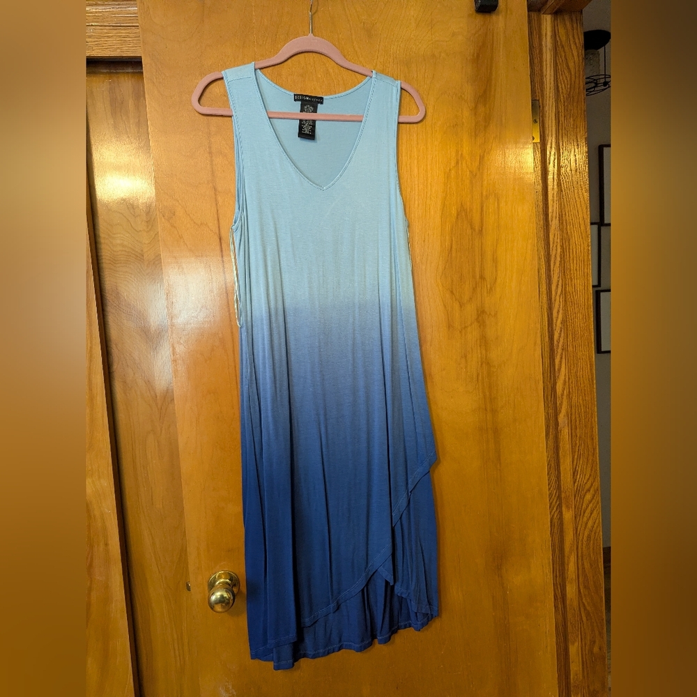Design History Asymmetrical Sleeveless Blue Gradient Dress